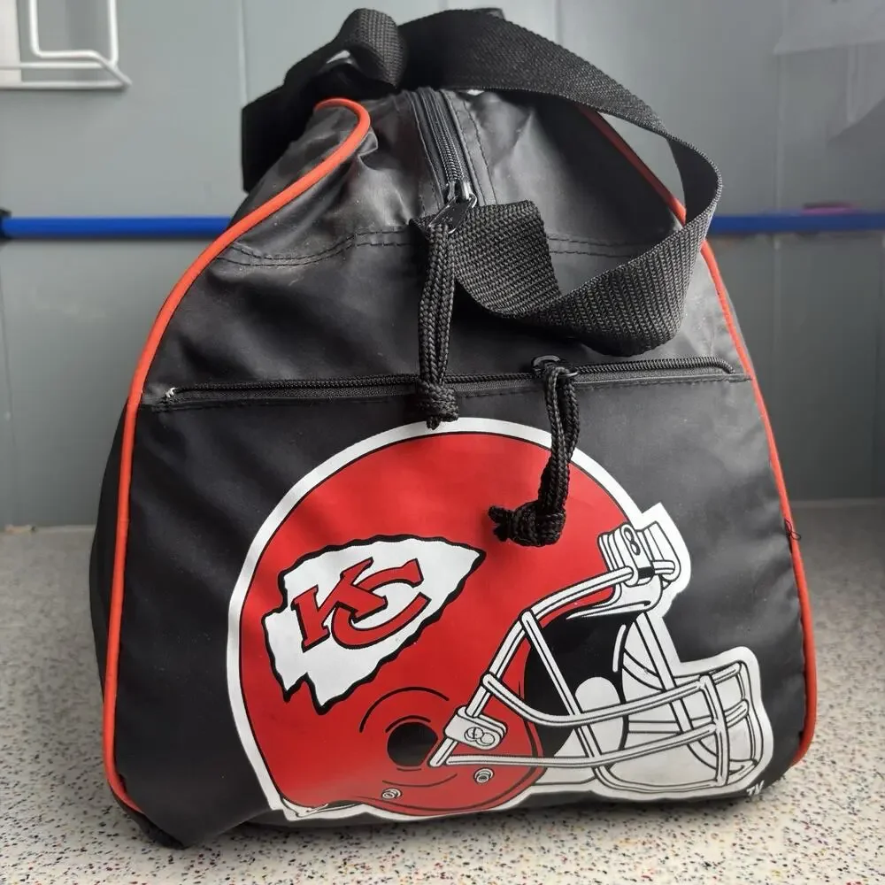Vintage 90s KANSAS CITY CHIEFS Football Duffle Gym Bag Carry-On Handle Strap NFL